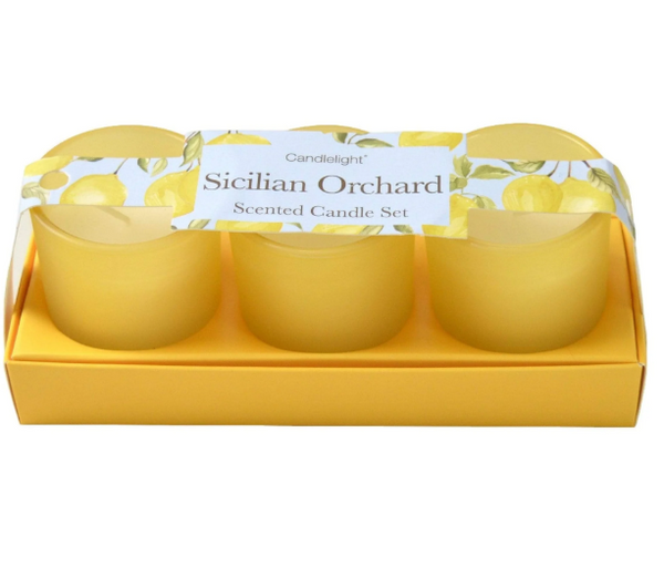 Basil and Wild Lemon Scent Set of 3 Mini Votives Candles