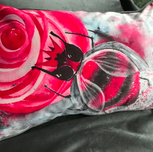 Bee Cushion | Velvet Hand-painted