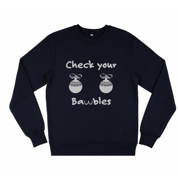 Christmas Jumper | Silver Check Your Baubles